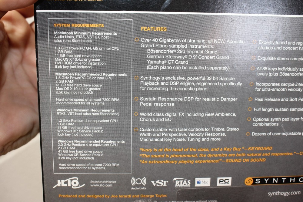 Ivory Grand Pianos Synthogy w Box - User Manual + 6 Discs ONLY Computer Software