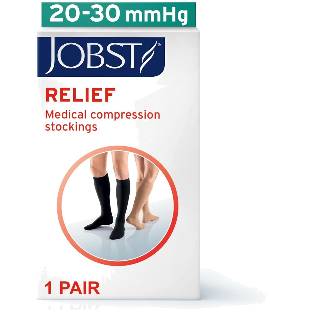 Relief Graduated Compression Socks, Open Toe, Beige