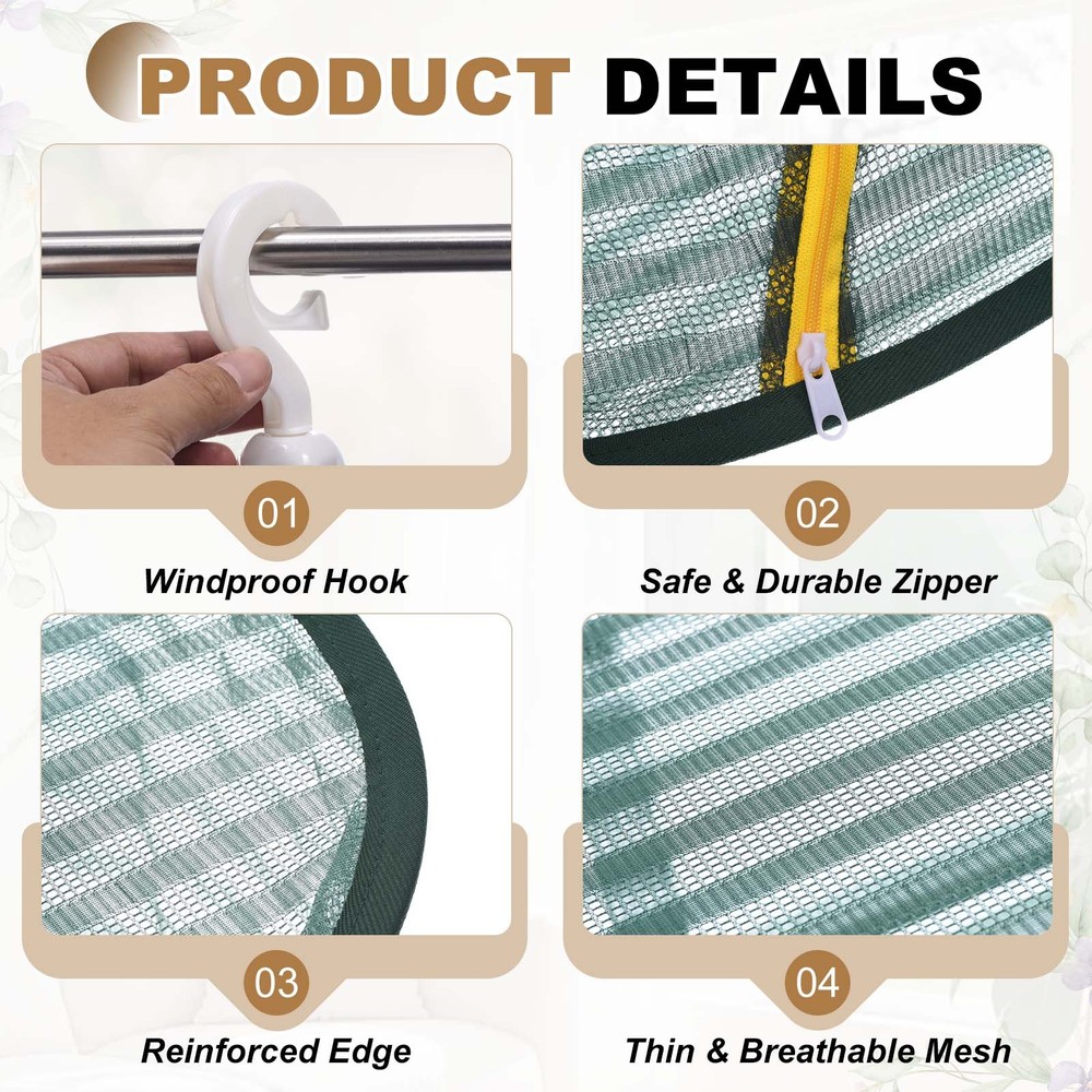 Herb Drying Rack, 24" 1-Layer Hanging Drying Mesh Net, Green