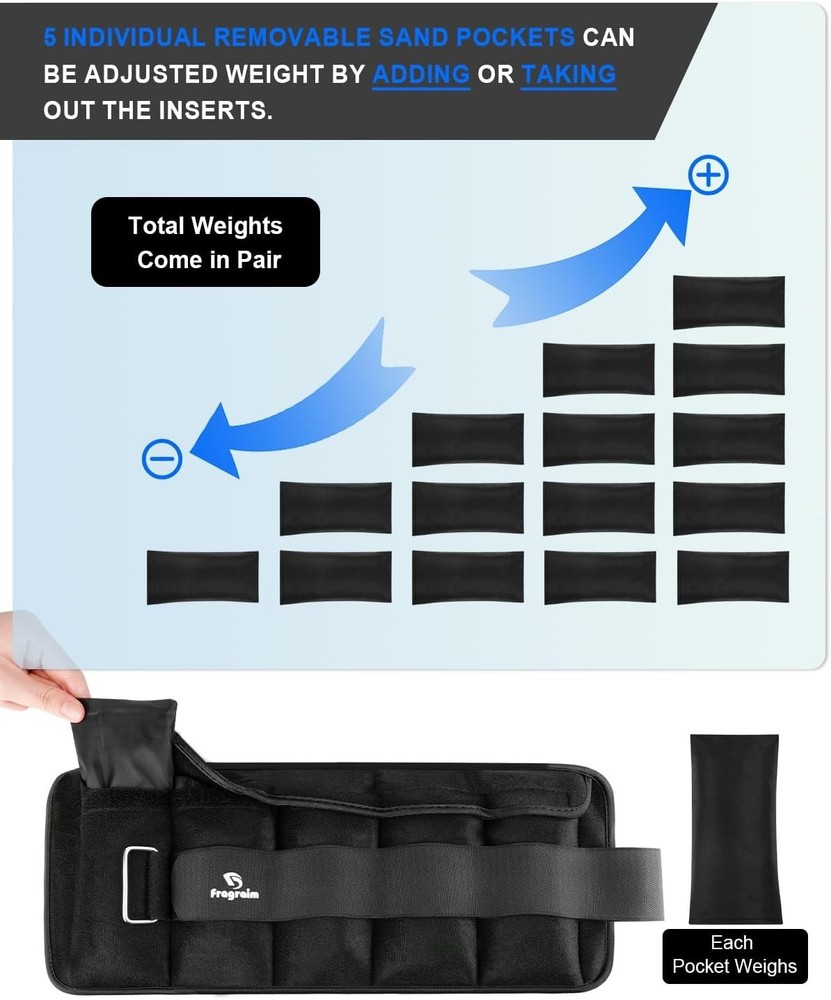 Adjustable Ankle Weights 3lb Pair with Removable Weights