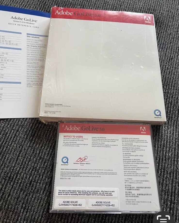 Adobe GoLive 5.0 Disk And Textbook Sealed