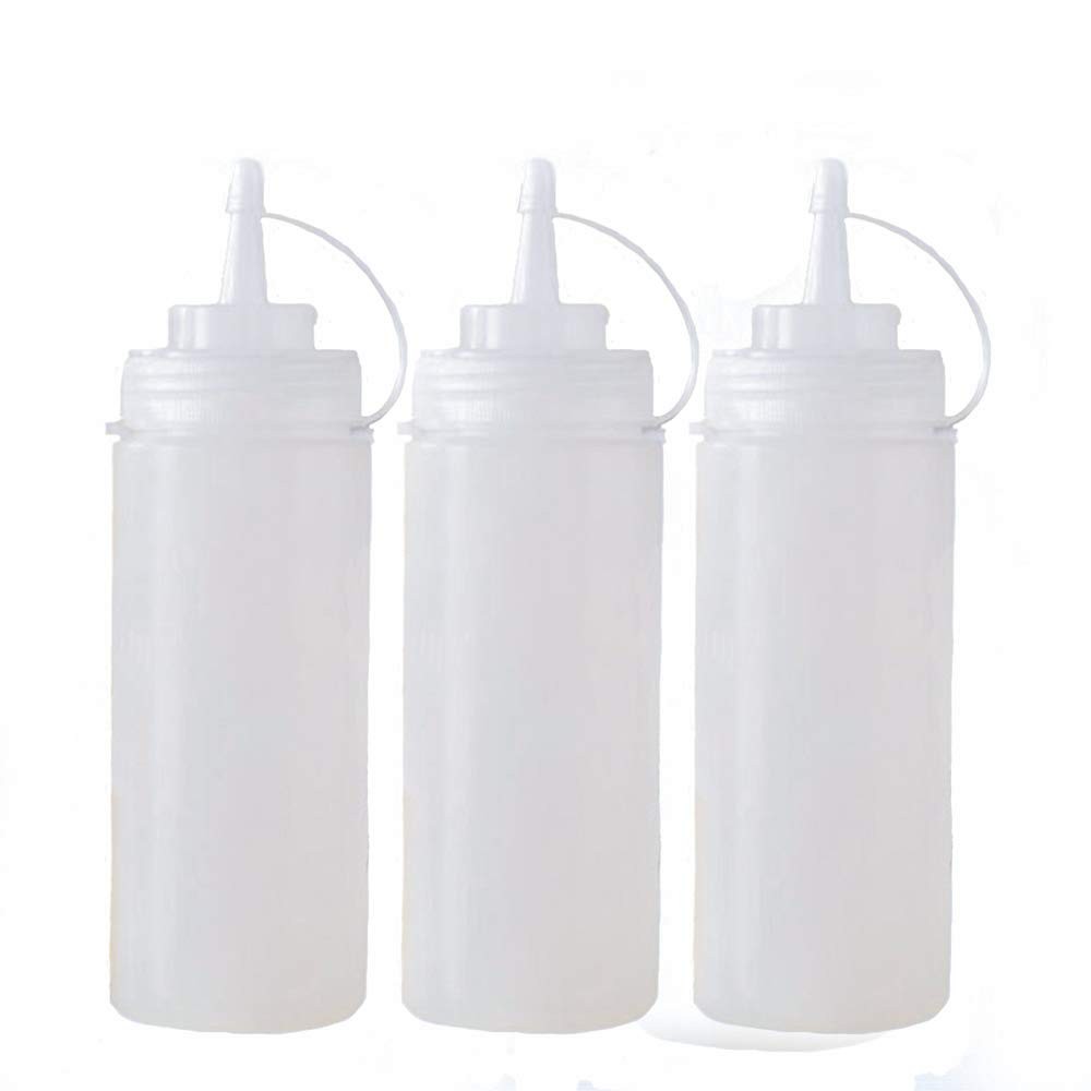 3 Pack Plastic Condiment Squeeze Bottles with Tip Caps, 32oz Large Squeeze Bo...