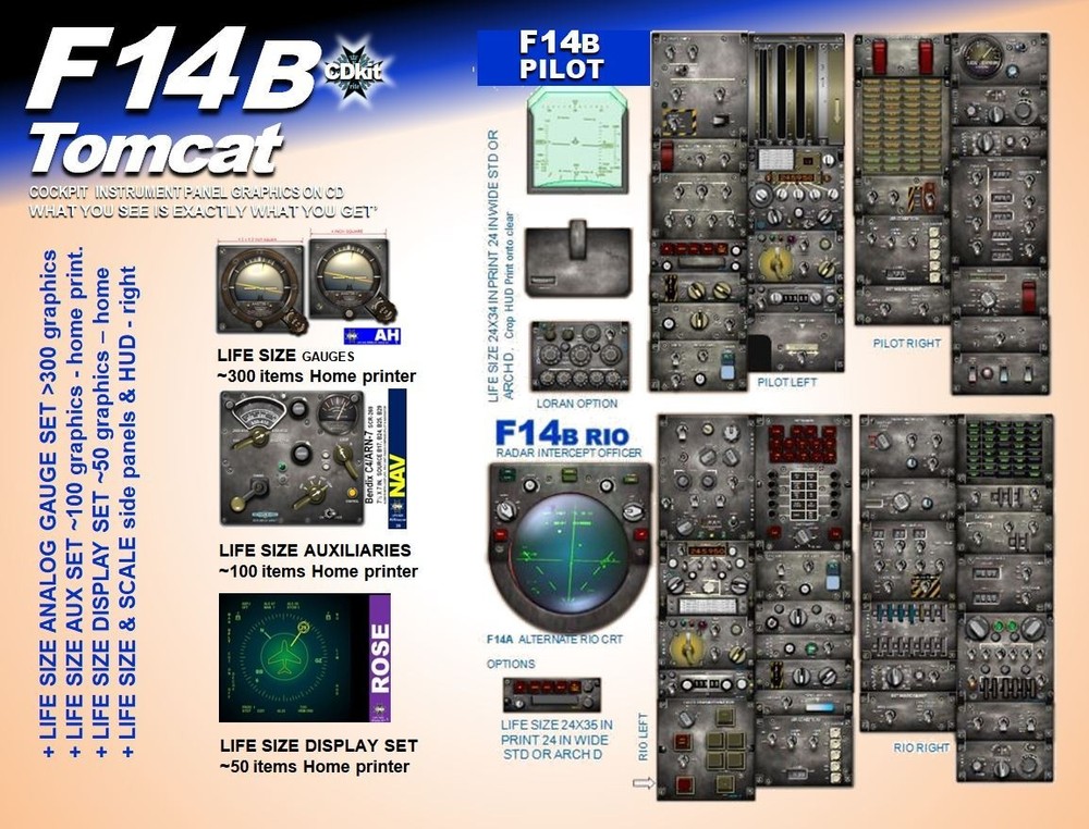 F14B TOMCAT COCKPIT instrument panel CDkit