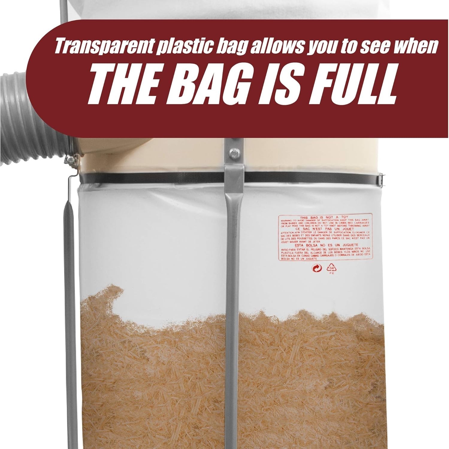 Clear Plastic Dust Collector Replacement Bag 5 Pack 20" Diameter by 43" Long