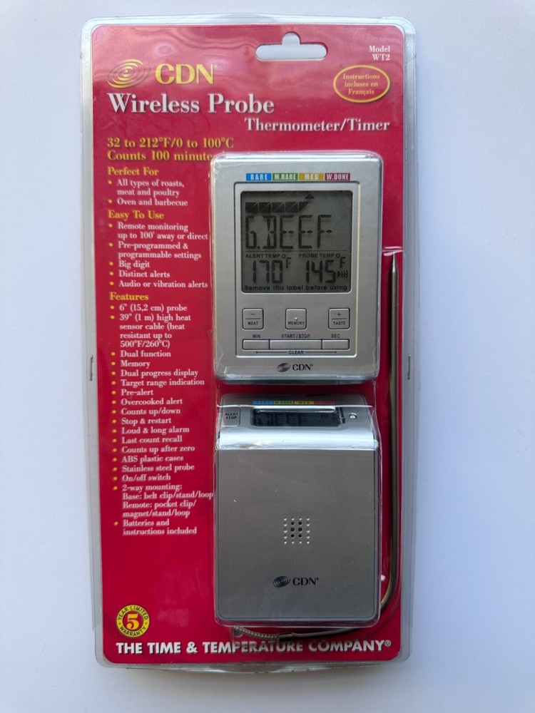 CDN Wireless Probe Cooking Thermometer Timer Model WT2