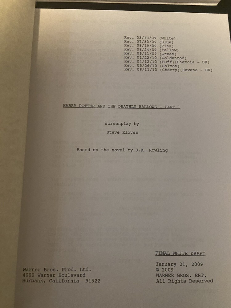 Warner Bros.™ HARRY POTTER SERIES Complete Collection SCREENPLAY Full Script Set