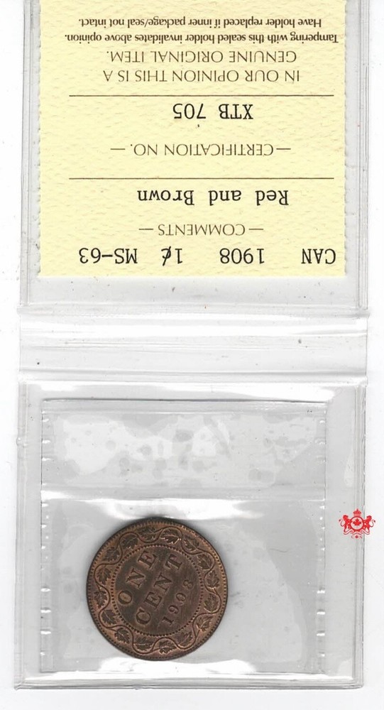 1908 Canada 1 Cent - ICCS MS63 - XTB 705