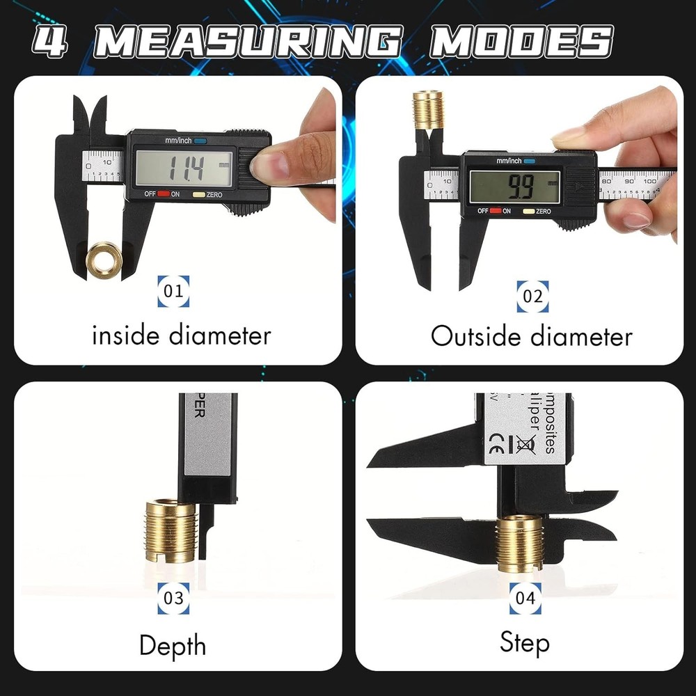 Accurate Digital Caliper Tool, 0-150mm, LCD Display with Zero Reset Function