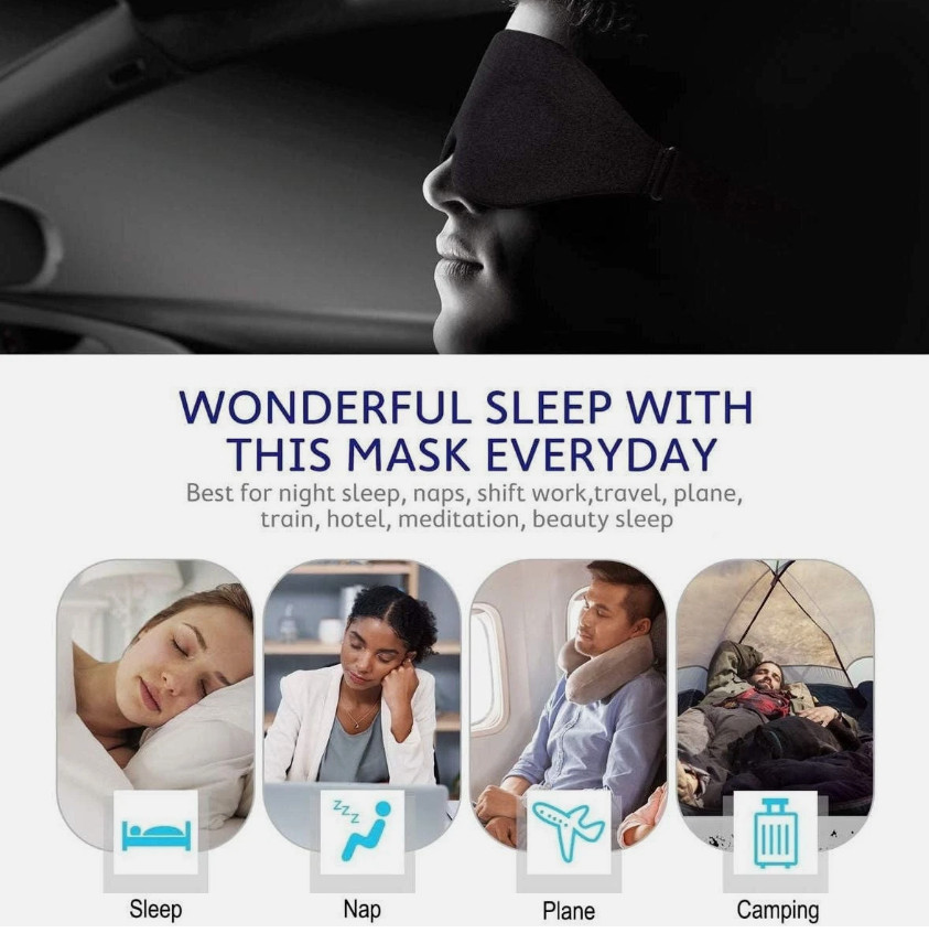 2 Pack Full Light Blocking 3D Sleep Eye Mask Night Sleeping Mask Relax Blindfold