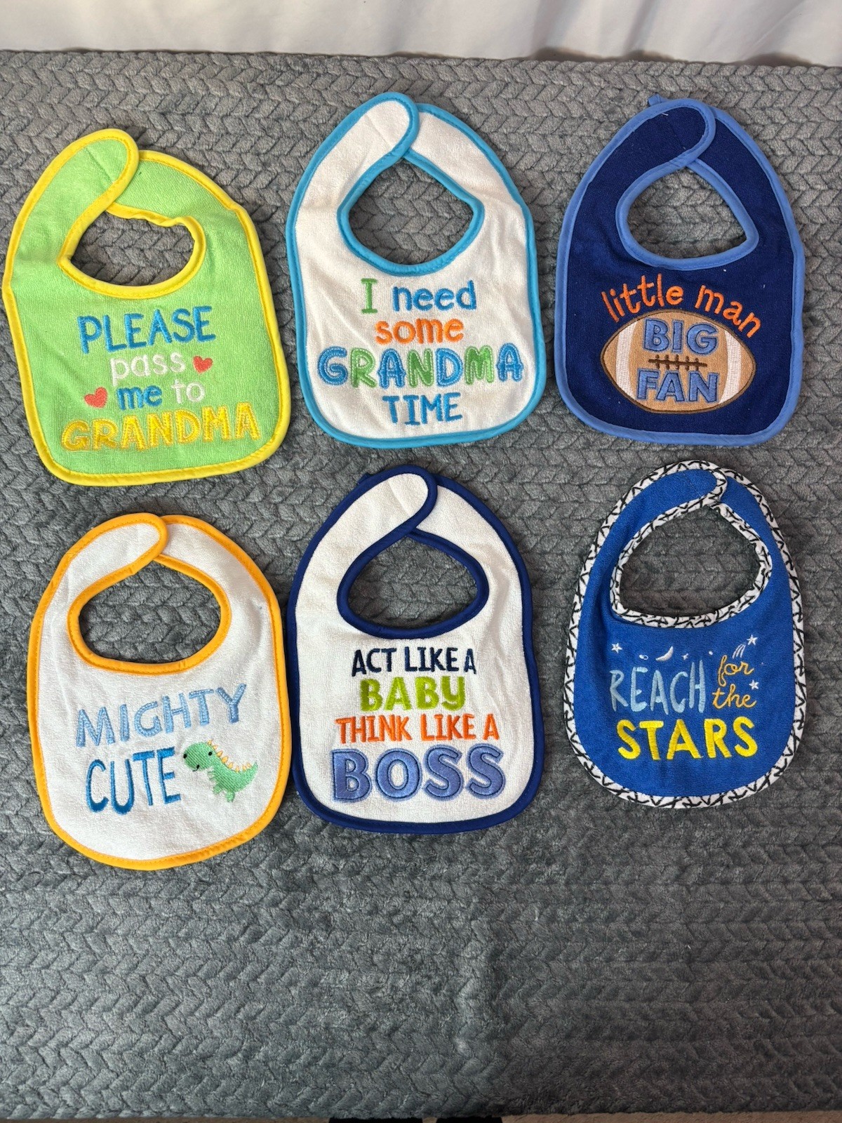 Baby Boy Newborn Gift Handmade Crochet Basket 23pc Set Bibs Socks Swaddles