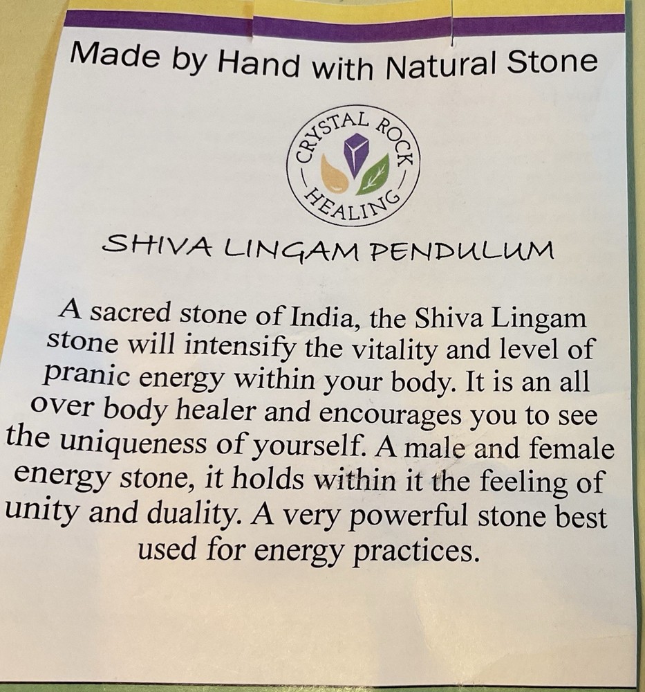 Shiva Lingham Pendulum Stone. For Vitality