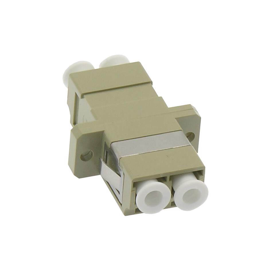 LC/UPC Multimode Duplex Fiber Optic Coupler with Flange, Beig