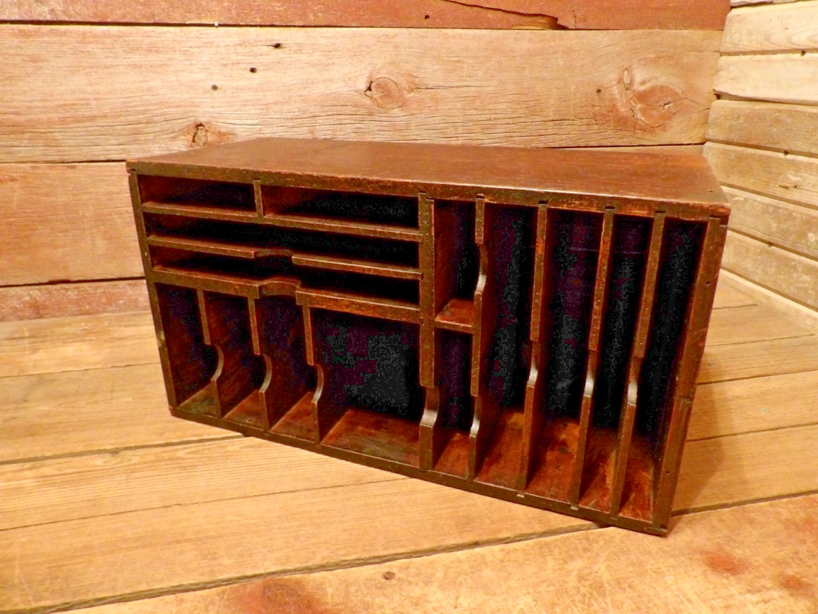 Vintage RARE Wood File Cabinet Desktop Document Organizer Storage Chest, Mail