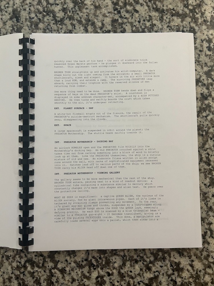 Alien VS Predator Horror Movie Script Reprint Full Screenplay Script