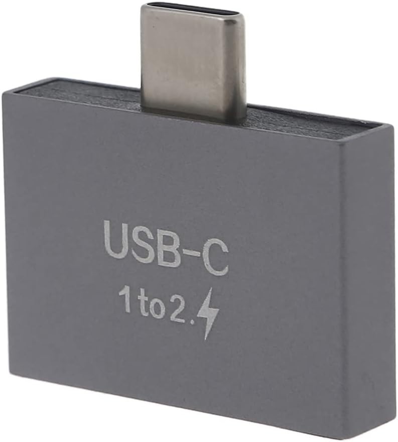 USB C Splitter Adapter - 2.8x2.8cm, Gray for Fast Charging and Data Connectivity
