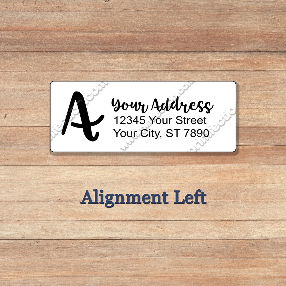 30 Personalized GLOSSY 1 x 2.63 Inch Return Address Monogram Brush Script Labels