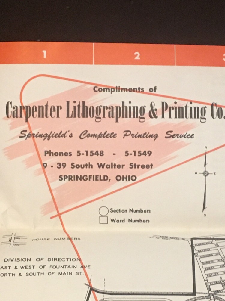 1949 Springfield Ohio City Map and Guide