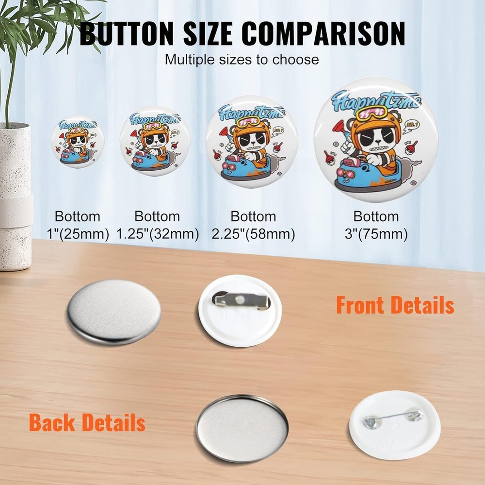 500 Sets 1 inch Pin Back Button Parts for Maker Machine DIY