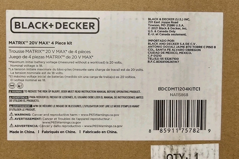 BLACK+DECKER 20V Matrix Drill 4 Kit - BDCDMT1204KITC1