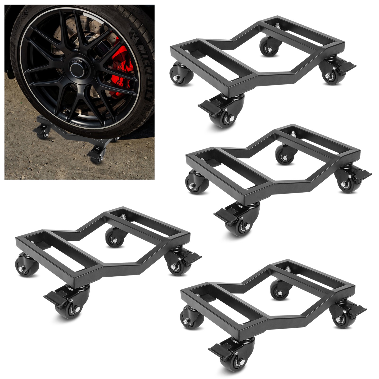 4 PCS 6000LB Car Dolly Wheel Tire Dolly Heavy Duty Skate Auto Repair Dolly