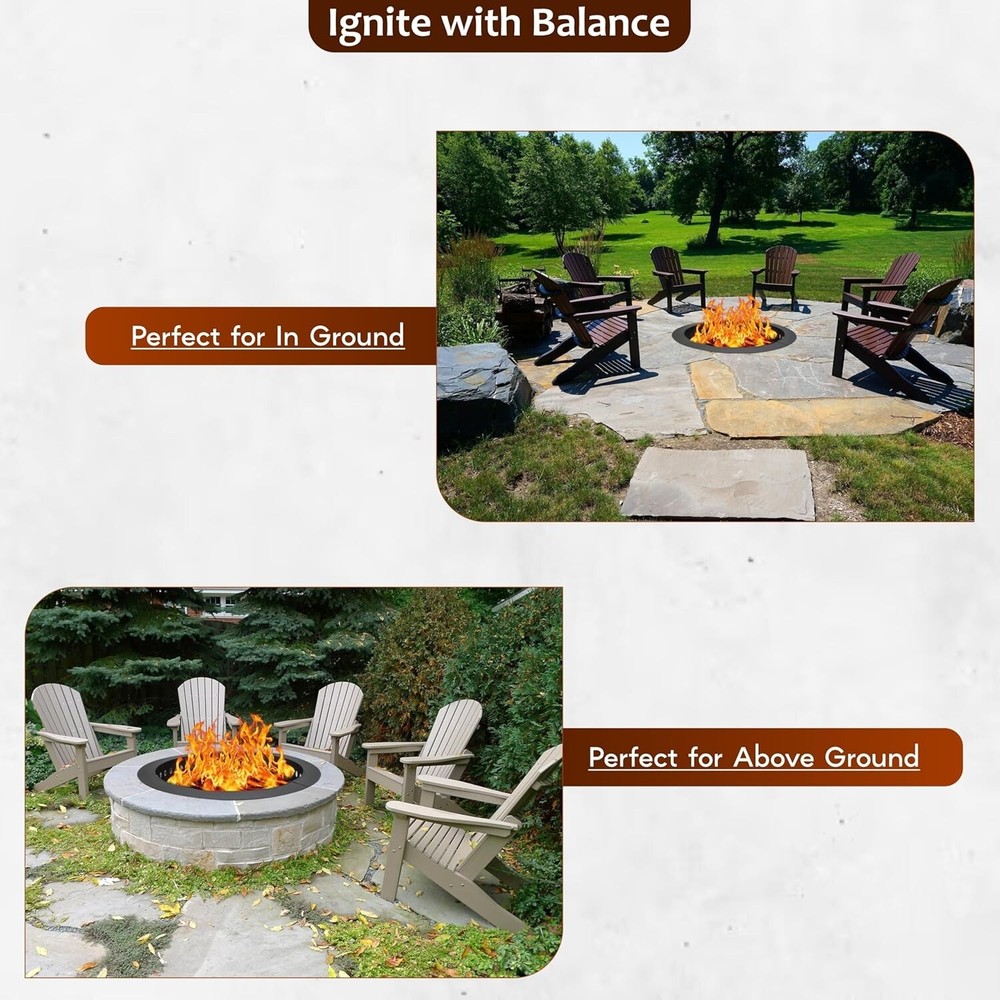 FEBTECH Smokeless Firepit Ring 36" OD & 30" ID for Outdoor Fire pits