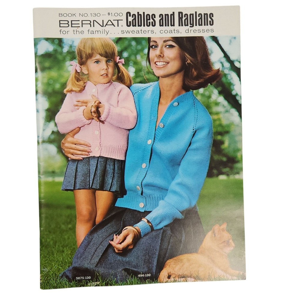 Vintage Bernat Cables & Raglans Knitting Pattern Booklet