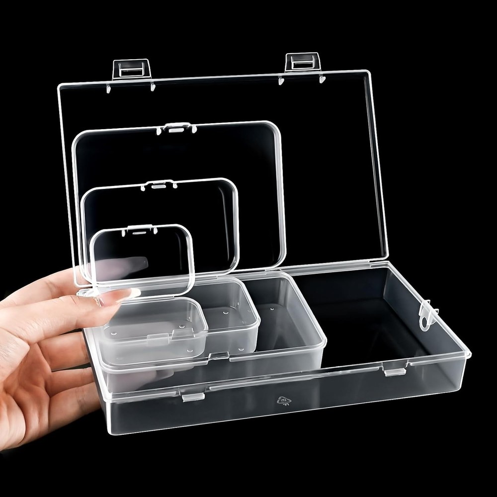24 Pack Mixed Sizes Small Plastic Storage Containers, 4 (24Pcs), clear