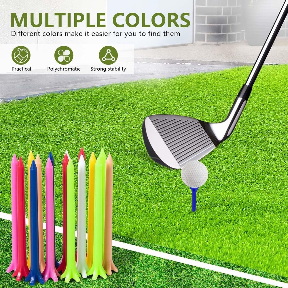 100 Pack Assorted Colors Professional Durable 2 3/4 Inch Plastic Golf Tees Bulk