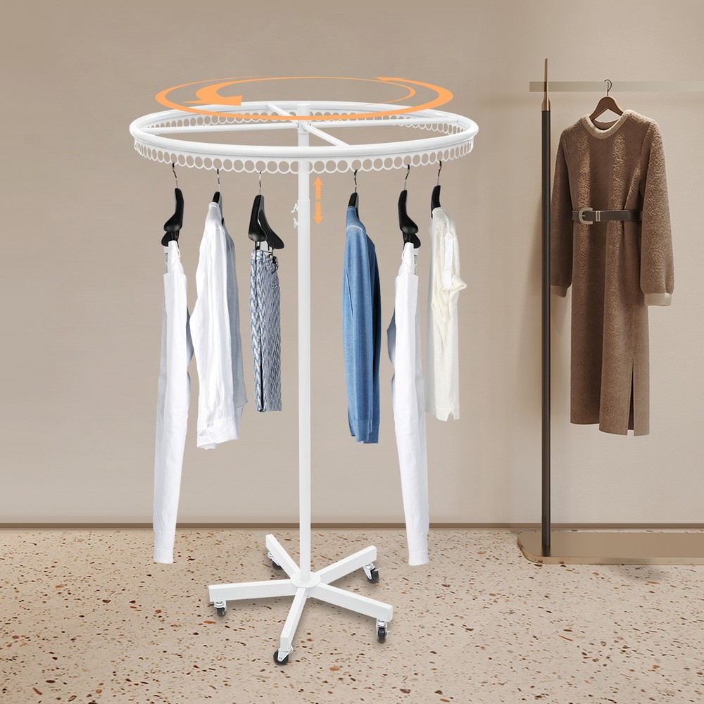 Rotatable Round Clothes Rack - Adjustable Height, Sturdy & Stylish Design