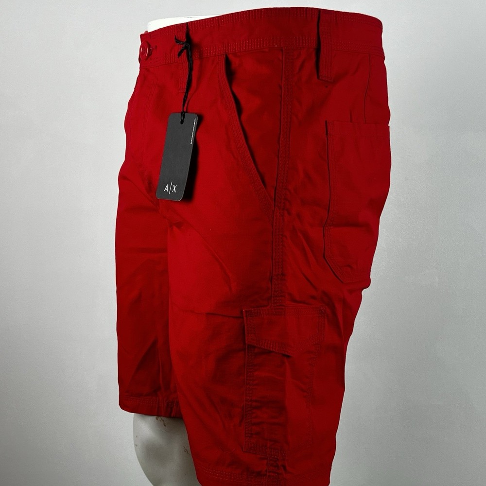 ARMANI EXCHANGE Utility Pockets Cotton Cargo Shorts Red NWT