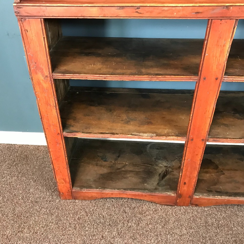 Primitive Country Open Face Pine Red Washed Sideboard