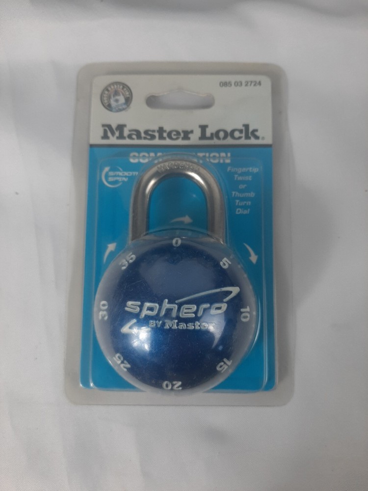 Master Lock Sphero Combination Lock Smooth Spin Padlock 2075D Blue