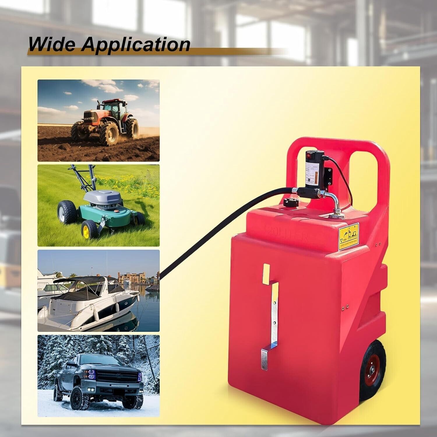 32 Gallon Portable Fuel Tank 120L with 12V Diesel Pump 13ft Delivery Hose