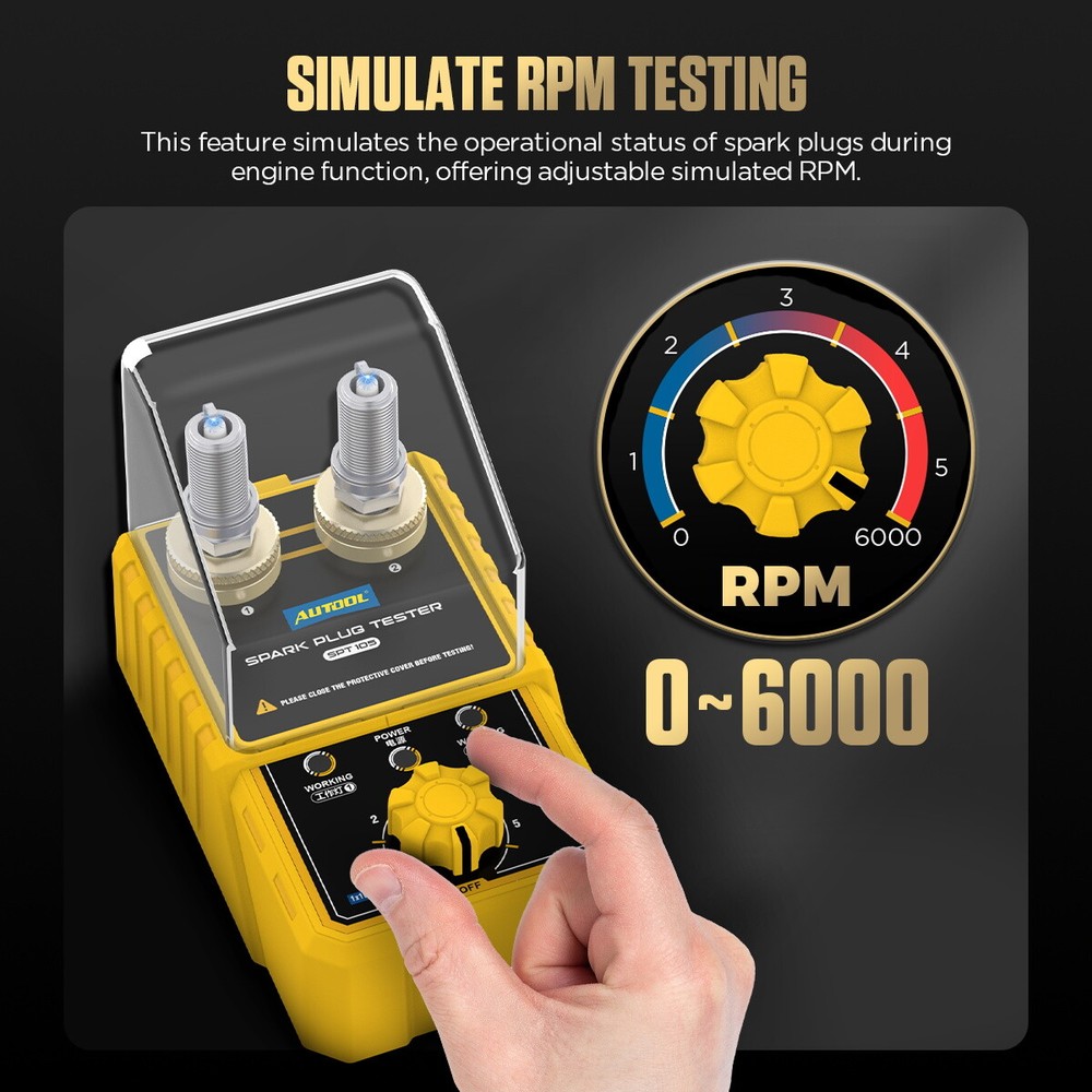 AUTOOL Spark Plug Tester Dual Hole Car Ignition System Diagnostic Test Tool 110V