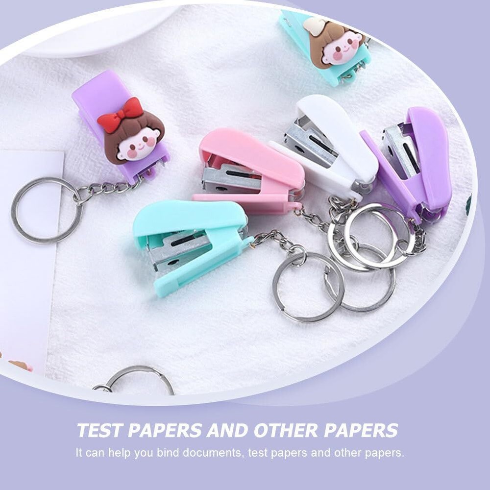 Heavy Duty Keychain 5 Pieces Mini Stapler Tiny Office Stapler Small Keychain ...