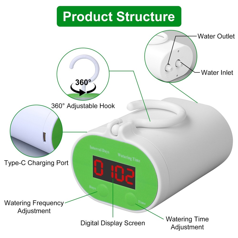 Rechargeable Automatic Watering Irrigation System With Timer Pump For 12 Plants