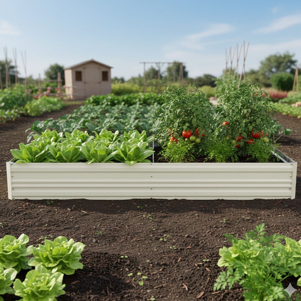 2PK 7.5x4x1 ft Galvanized Raised Garden Beds Rectangular Planter Box for Flowers