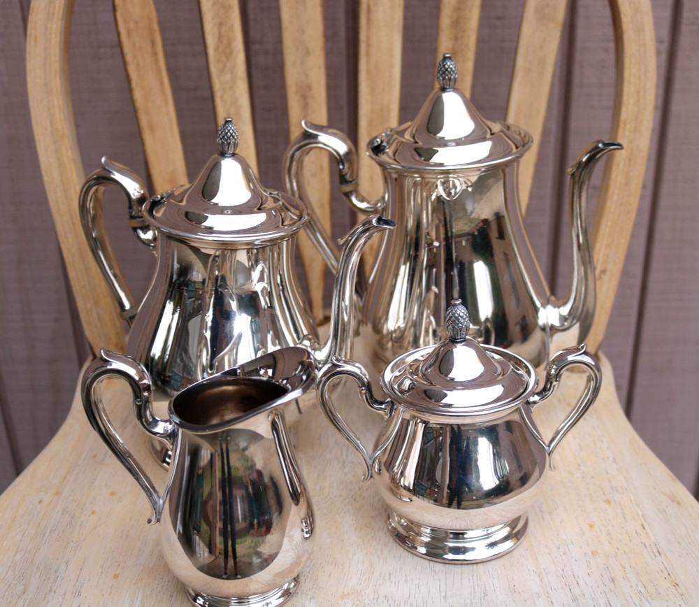 Vintage Reed & Barton Jamestown 1800 Silverplate Tea Set Collectible