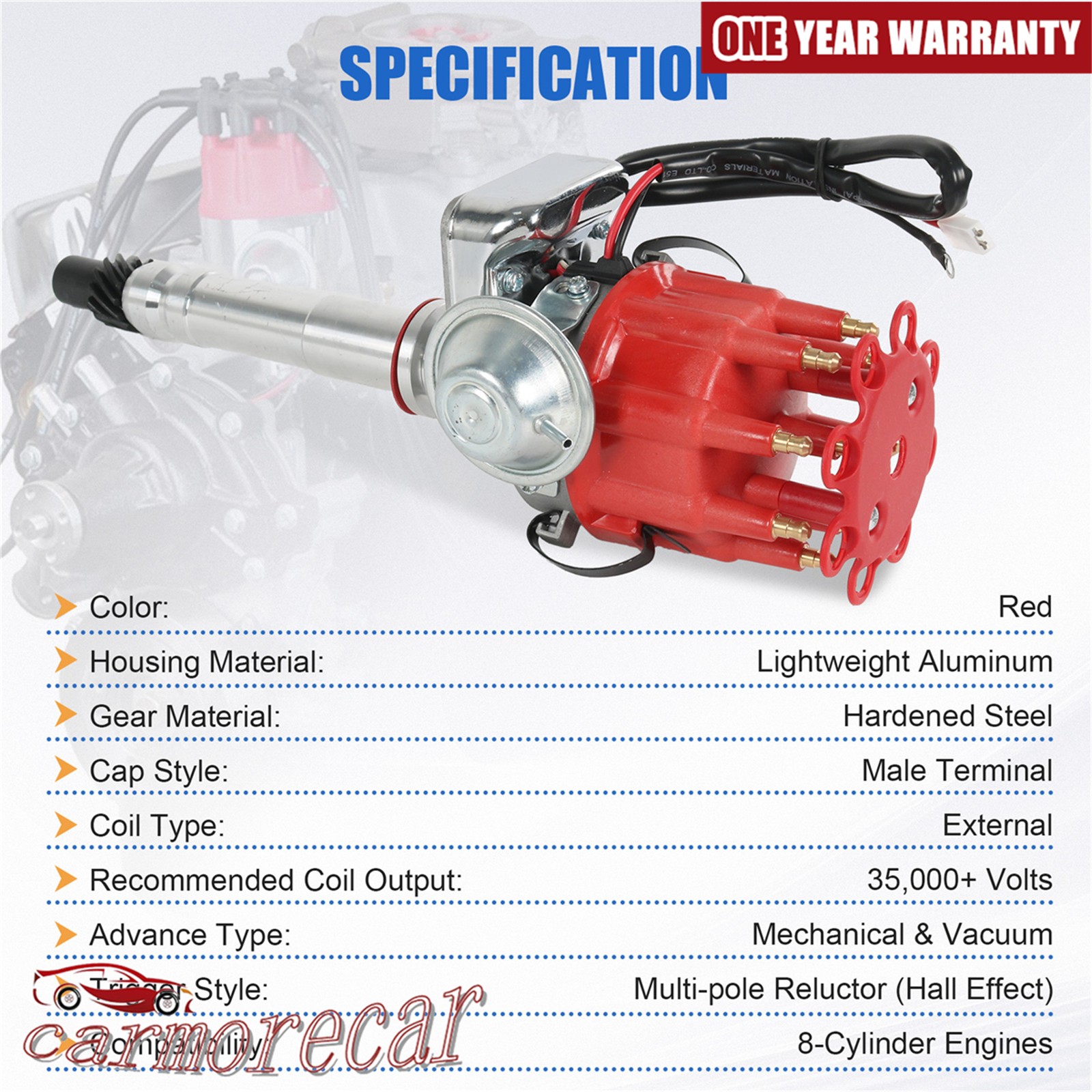 Ignition Distributor w/ Cap & Rotor for Chevy SBC BBC 283 305 327 454 350 V8 R2R