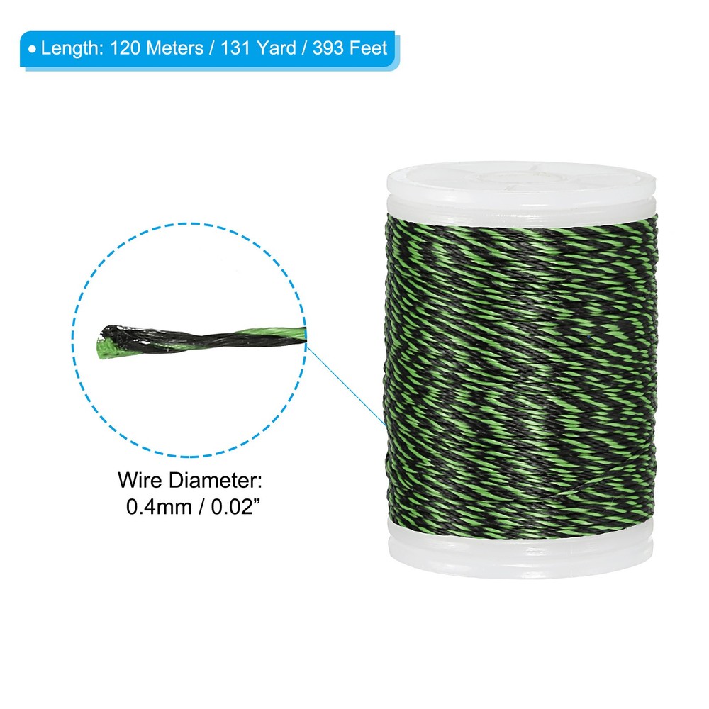 Archery Bow String Serving Thread, 0.02" Dia Bowstring Thread, Grass Green/Black
