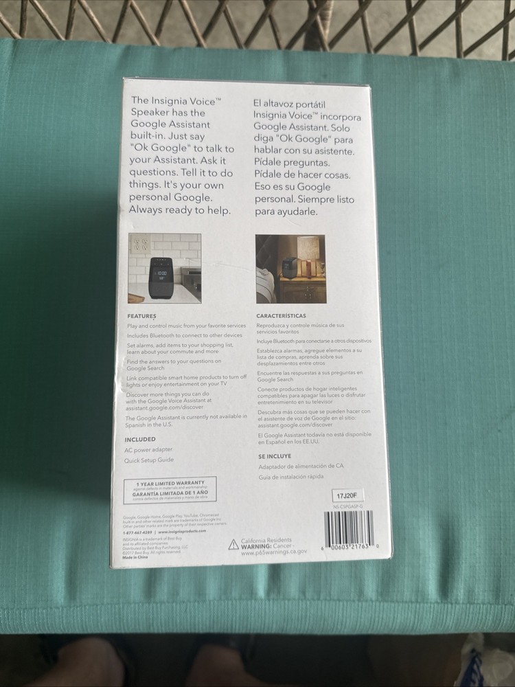 Insignia Voice Smart Bluetooth Speaker with Google Assistant Black NEW