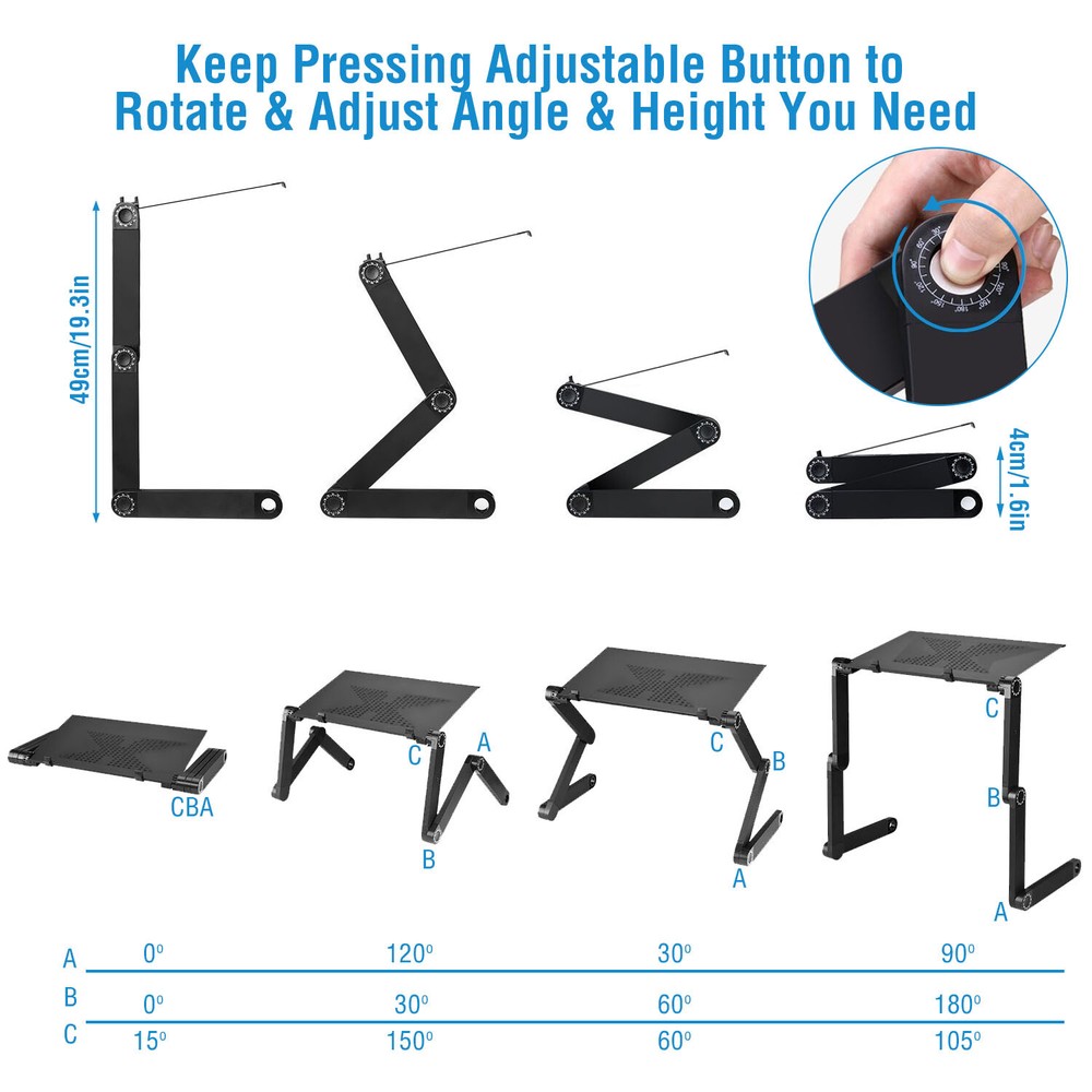 Adjustable Home Office Sofa Bed Tray Desk Converter Computer Stand Up Desk Riser