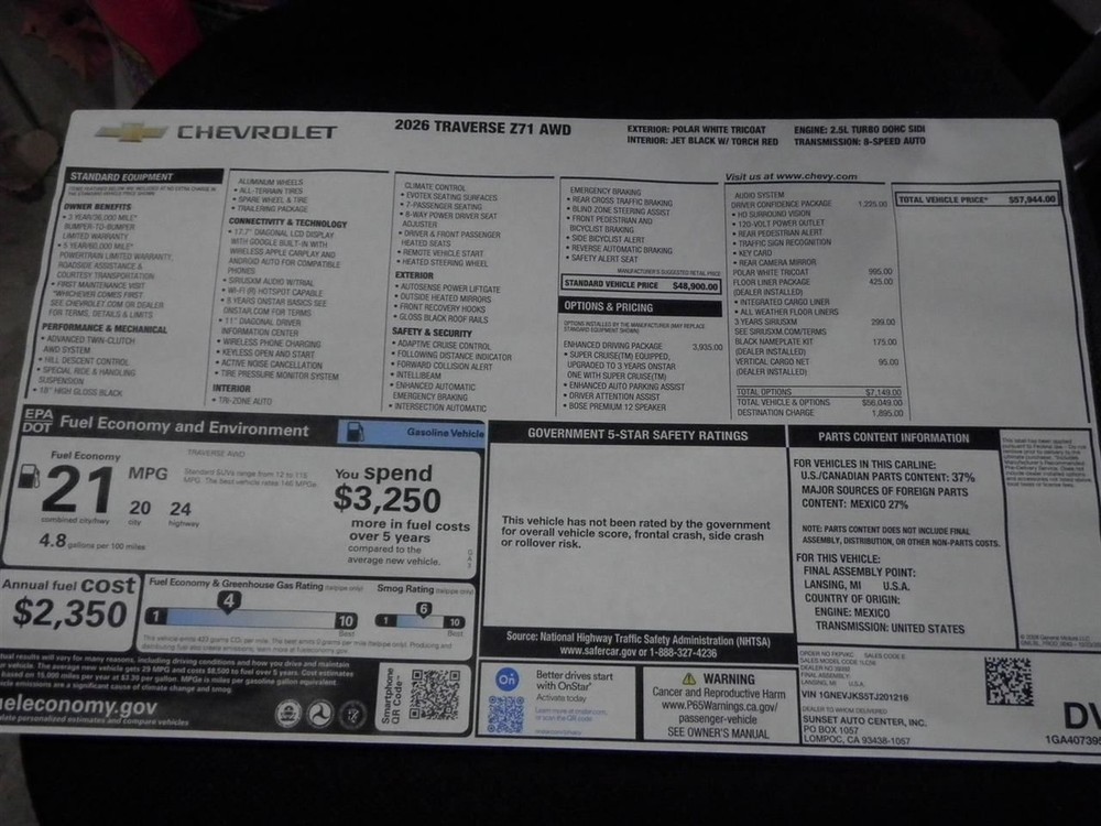 2026 Traverse Z71 Lower Air Shutter