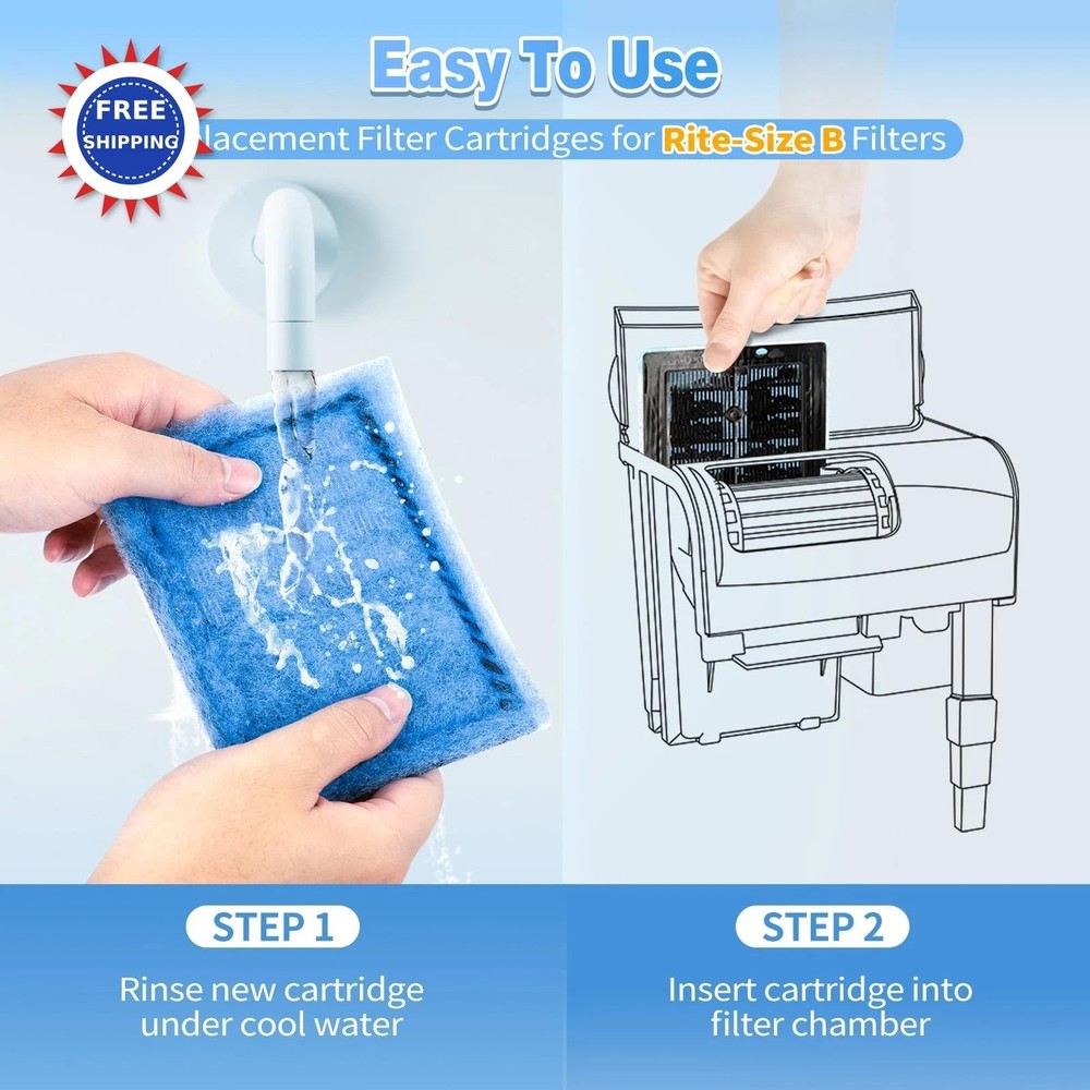 8 Pack Rite Size B Filter Cartridges Compatible with MarineLand