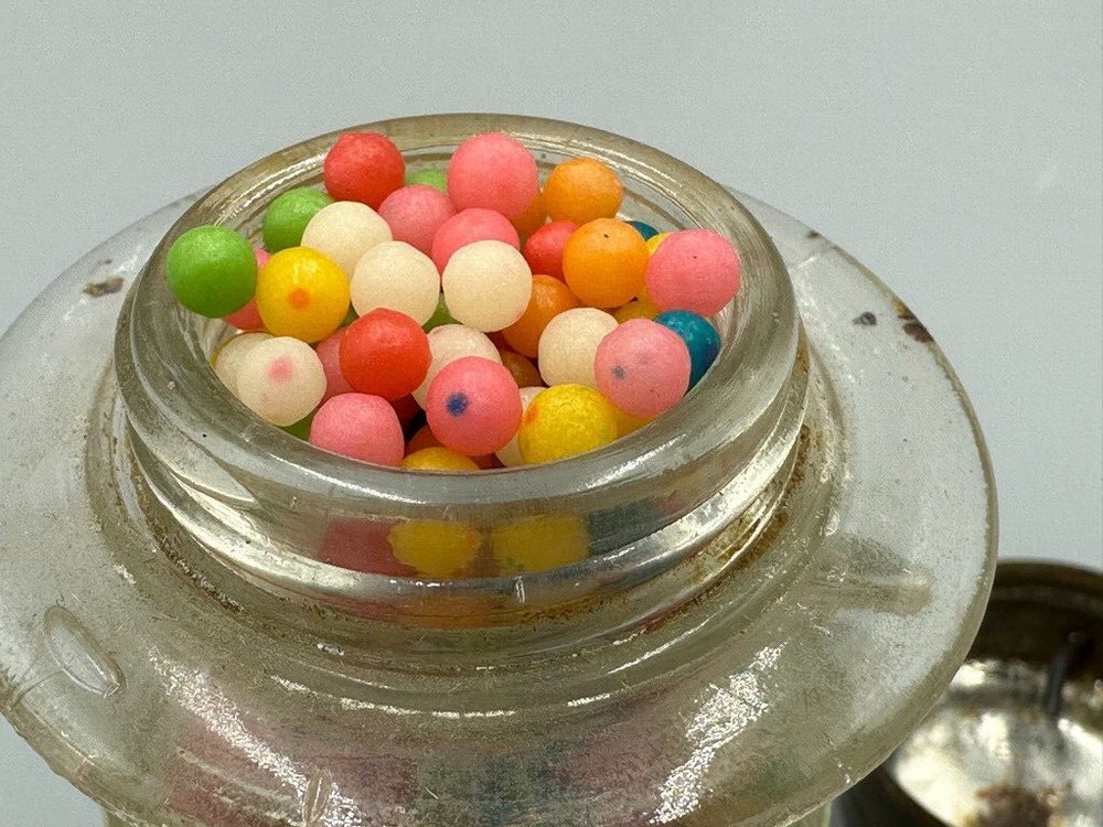 Vintage Long Waisted LANTERN GLASS CANDY CONTAINER A&E 402