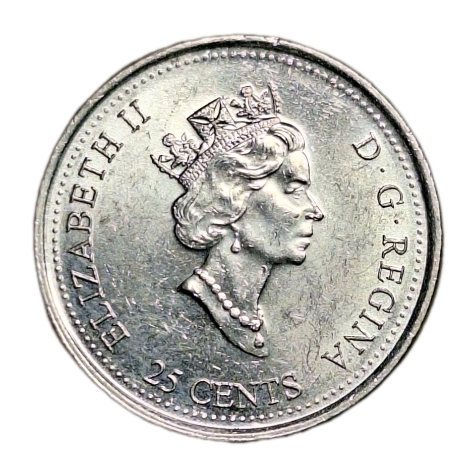 2000 Canada 25 Cents Maple Leaf Entry Into The Third Millennium Special Design
