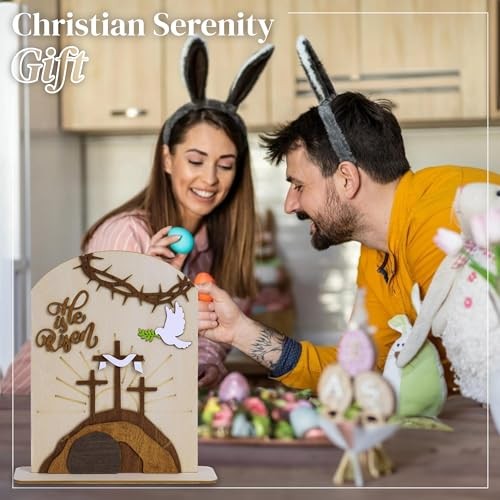 He Is Risen Gifts For Adults, Easter Decor Resurrection Scene Empty Tomb,