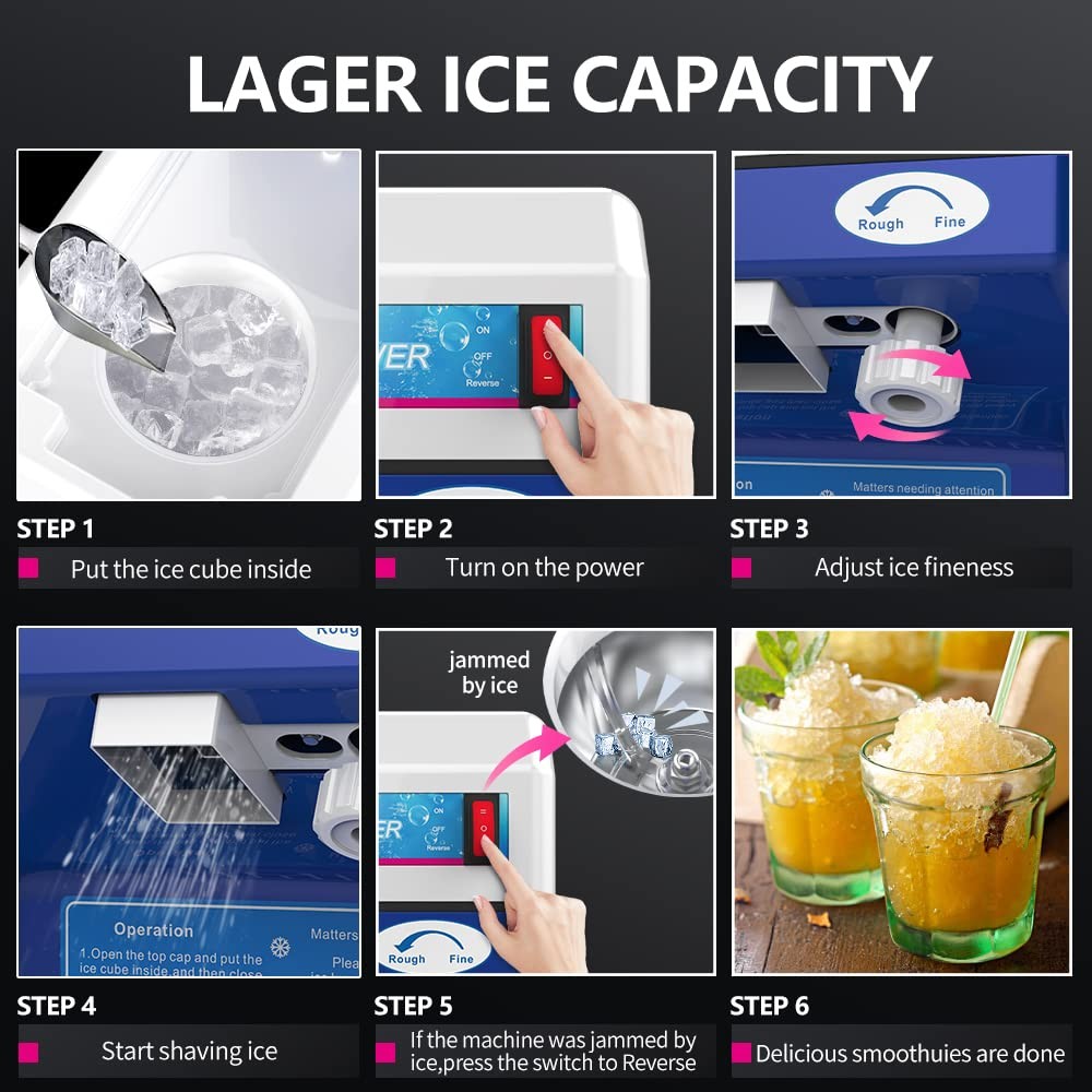 Leconchef Electric Tabletop Ice Crusher Shaver Snow Cone Maker Machine 265lbs...