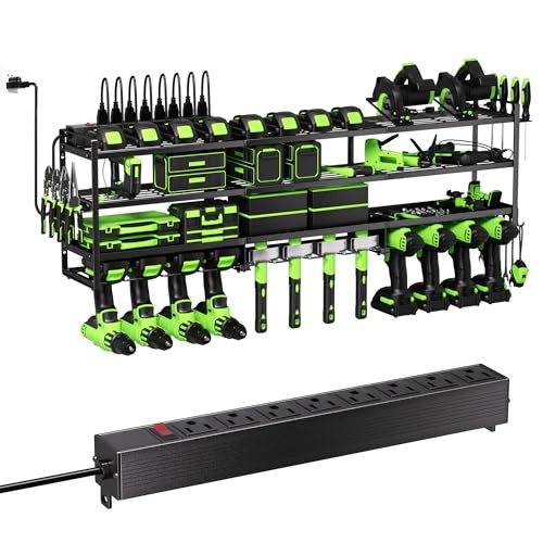 Power Tool Organizer Wall Mount with 12Drill Slots(Clean Version - No Plate)