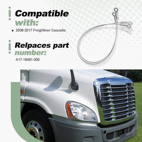 2 PCS Hood Stay Stop Control Cable Set Compatible with 2008-2017 Freightliner
